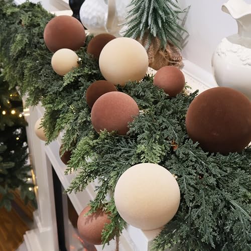 Image of 20 pcs Velvet Ornaments for Christmas Tree, 2.36 inch Flocked Christmas Balls Set Assortment for Xmas Tree Holiday Decor Multicolor
