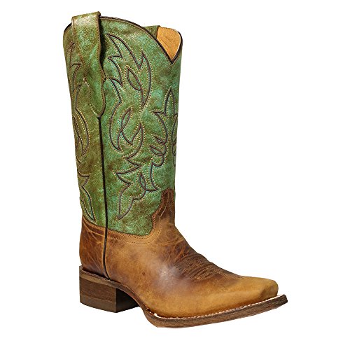 CORRAL Boys' and Green Honey Crisp Cowboy Boot Square Toe Honey 2 D