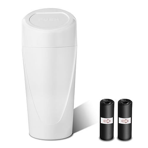 Miniatura 10 de Bote de basura para automóvil con tapa, a prueba de fugas, con 40 bolsas de basura adjuntas, mini accesorios esenciales para el interior del