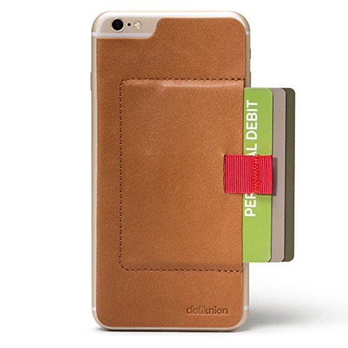 Distil Union Wally Stick-On Premium Leather Cell Phone Slim Wallet, Credit Card Holder for iPhone 6/6s Plus (Cowboy Brown)