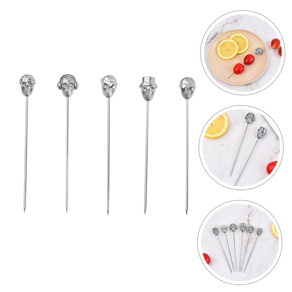 Ciieeo 20 Pièces Crâne Cueillette De Fruits Cueillette De Fruits Crâne Fête d'anniversaire Indispensable Choix De Plats De Fête Décoration De Gâteau Brochettes De Crâne Acier Inoxydable
