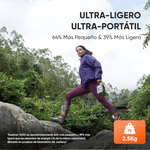 Jackery Explorer 300D Generador Solar Portátil con 40W Panel Solar, 288Wh Batería LFP, Cable 2 en 1 para Transportar y Cargar, 5 Puertos USB-C/USB-A/CC 300W para Actividad al Aire Libre,Teletrabajo - imagen 7