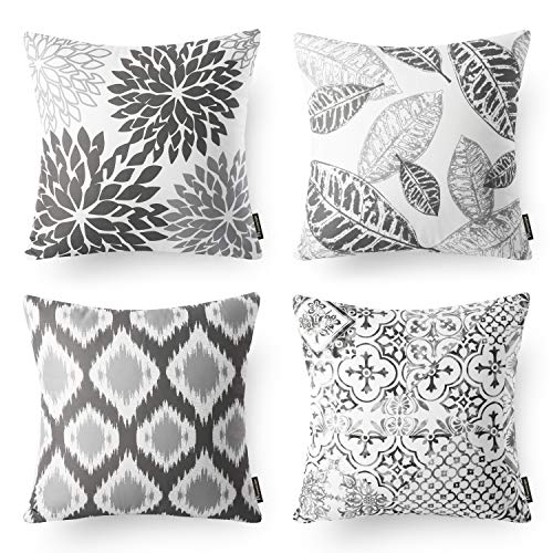 Phantoscope Set of 4 New Living Series Decorative Grey Throw Pillow Case Cushion