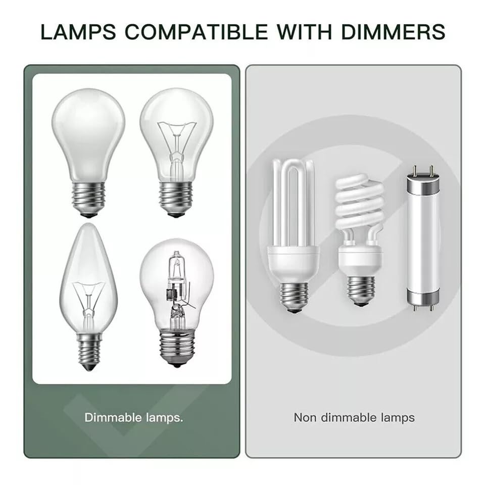 TECHZOCO Potenciómetro regulador de luz con Interruptor, Dimmer LED, Interruptor regulador intensidad, Atenuador de luz, Apto para 220-240VAC/50hz, Potencia ajustable: 3-100W, Conexión por tornillo