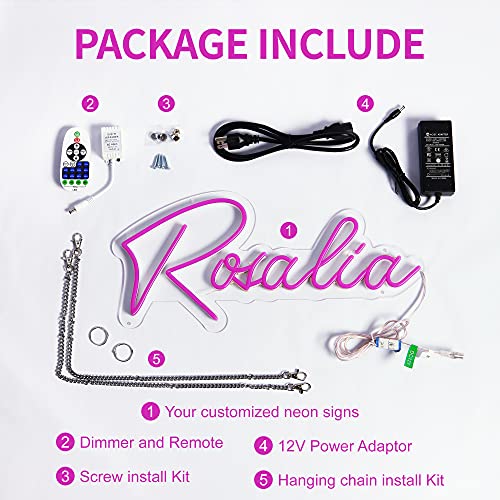 FIREOCITY Custom Led Neon Signs, Neon Light Signs Personalized Design for Party/Wedding/Birthday/Hashtag/Home/Bedroom/Bar/Indoor Use Custom Sizes Text Color 12V(3Rows Text 30inch Length)