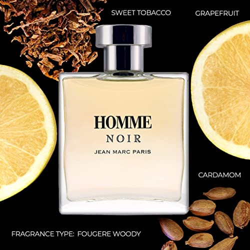 Jean Marc Paris Homme Noir Eau De Toilette Spray 100Ml, Men's Cologne, 3.4 Fl. Oz, Woody Cologne, Notes Of Grapefruit, Tobacco, And Tonka Bean #TOP1