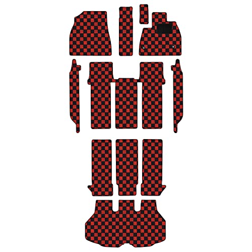 Aviles 新型 ノア ヴォクシー 90系 フロアマット+トランクマット【16色から選択】(1:ガソリン 7人乗 コンソール無し,12:BIGチェック × レッド)