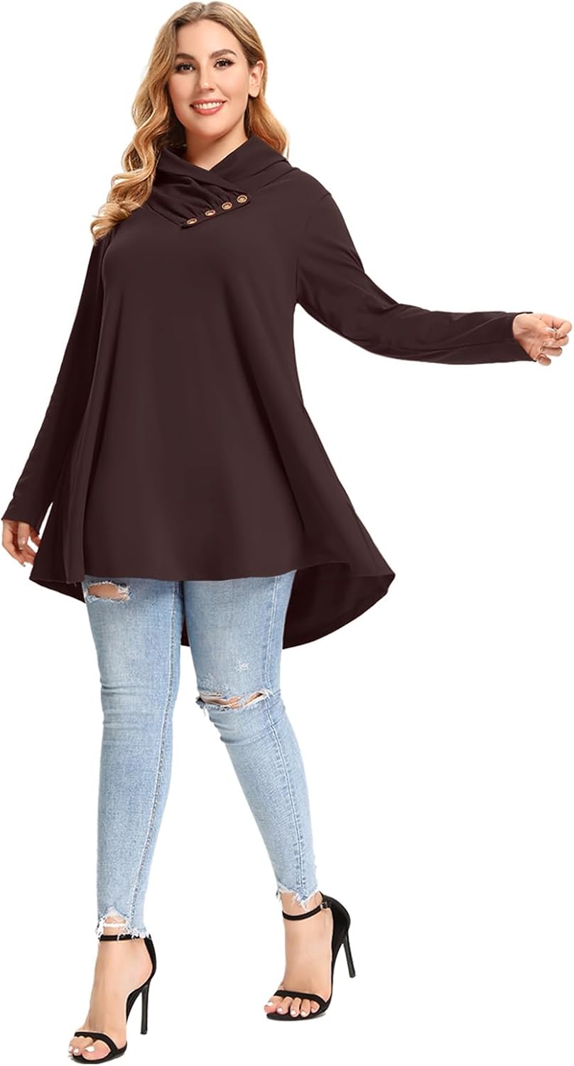 LARACE Cowl Neck Sweatshirts For Women Plus Size Tops With Pockets image 3