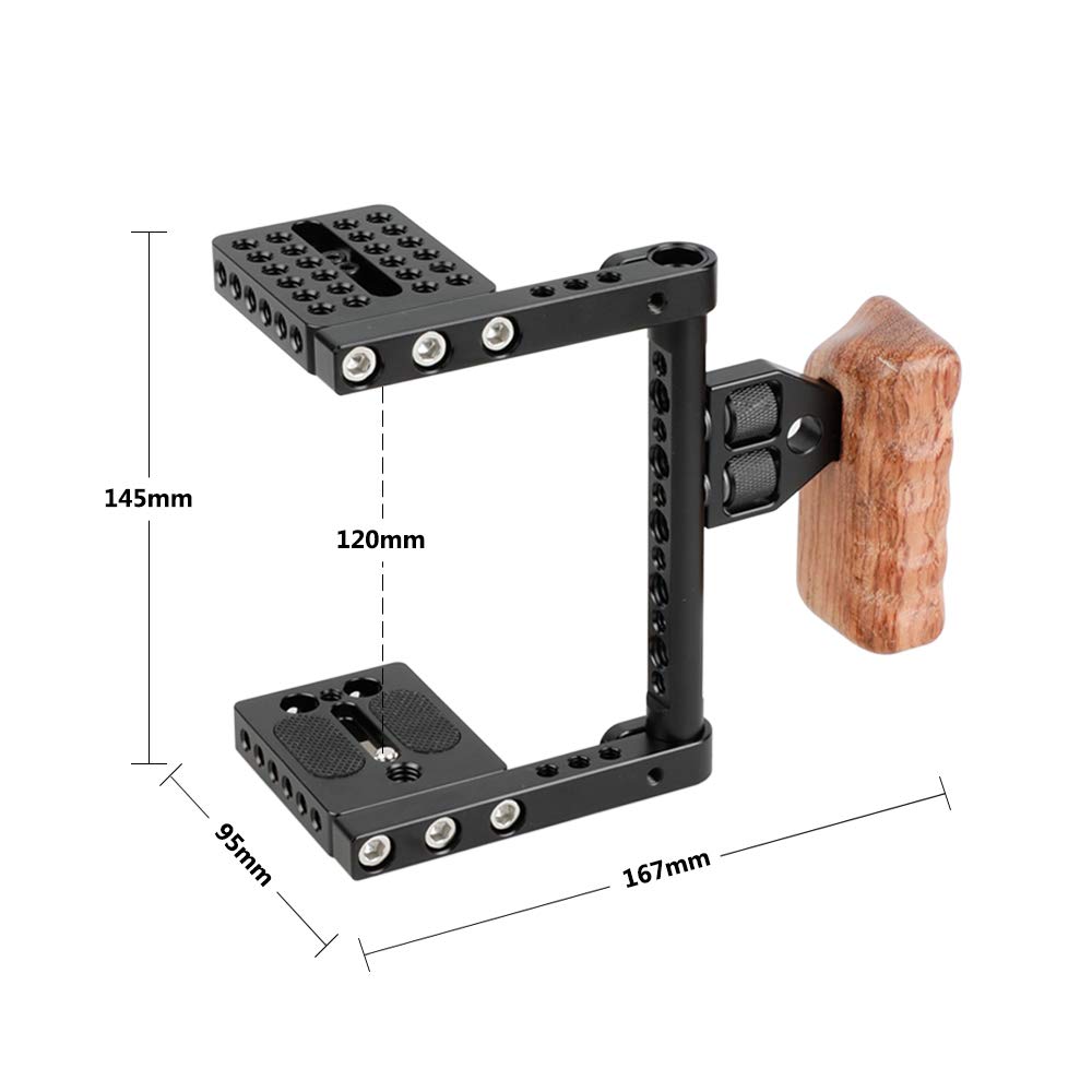 CAMVATE Estabilizador De Camara Video DSLR Rig con Mango Madera Jaula para Nikon Sony