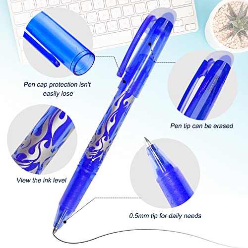 Radierbarer Kugelschreiber, 8 Stück Blau Radiergummi Stift, 0.5mm Nachfüllbarer Radierstift, Tintenroller Radierbar, Gelschreiber Radierbar, Friction Stifte, Gelstifte Set für (8 blaue Stifte)