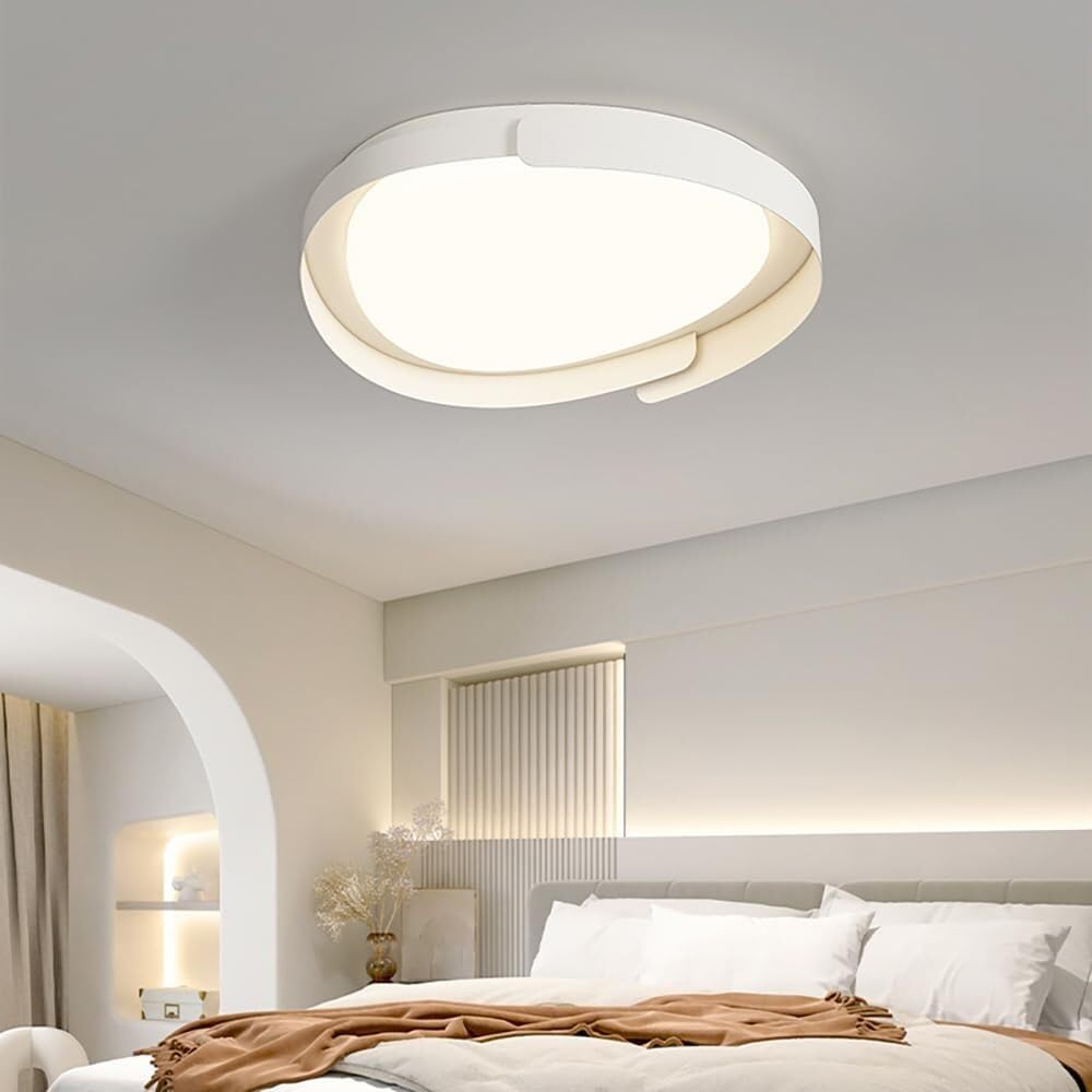 LYMSXAZOU Semi Flush Mount Ceiling Light 19.7in 32W LED Adjustable Dimmable White Modern Lamp for Bedroom Bathroom Hallway(White)