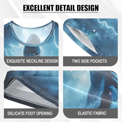 ALAZA American Football Player Blue Pajamas Set Short Sleeve Cotton Sleepwear Summer Pjs 2 Piece 5-14Y4