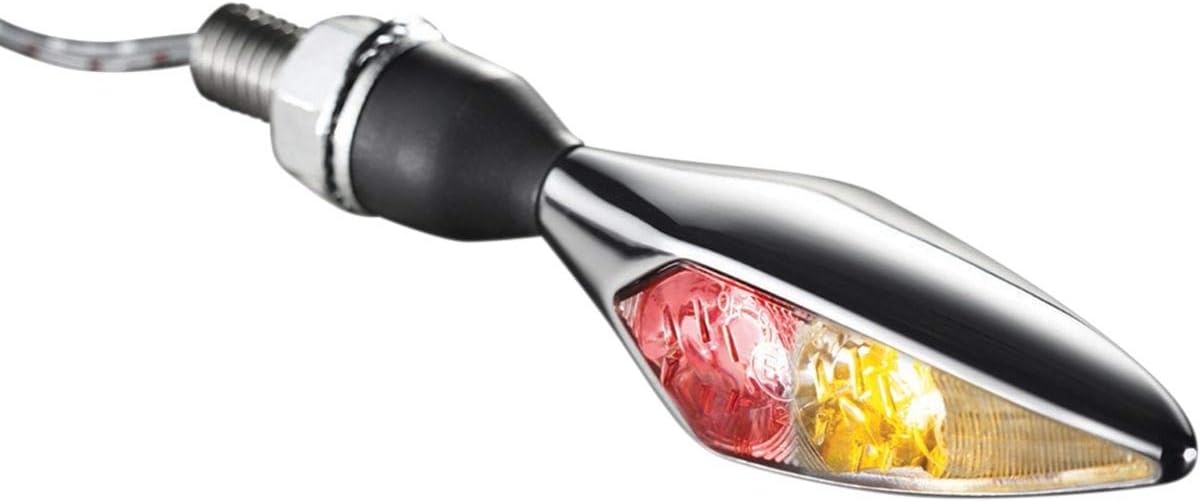 Kuryakyn 2539 Motorcycle Lighting Accessory: Kellermann Micro Rhombus PL, LED Running/Turn Signal/Blinker Light, White/Amber, Front Right, Chrome, Pack of 1