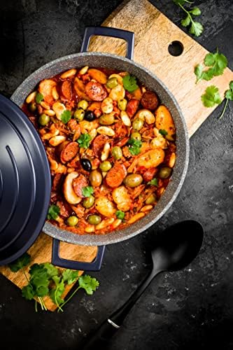 MasterClass Small Casserole Dish with Lid, 2.5L/20cm, Lightweight Cast Aluminium, Induction Hob and Oven Safe, Blue