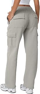 Pantalones deportivos holgados de cintura media para mujer, pantalones largos de forro polar con bolsillos