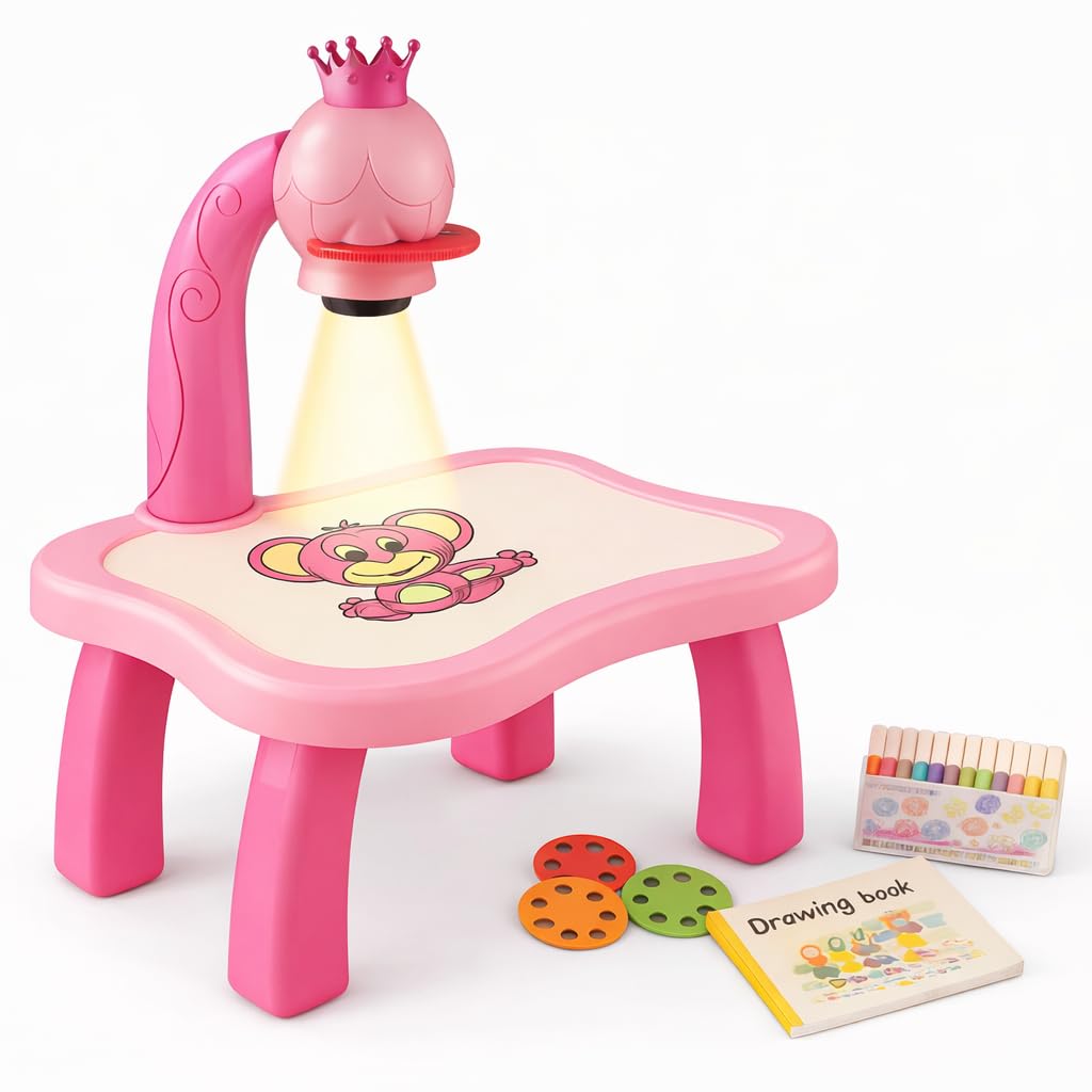 WORLD OF TINY Kids Drawing Projector Table with Crown Lamp | Includes 12 Markers, Drawing Book & 3 Picture Discs | Battery... - Review, Price and Buying Guide