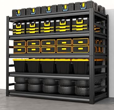Garage Shelving,16" D x 36" W x 72" H Garage Storage Shelves 3000LBS Heavy Duty Metal Shelf Organizer Storage 5 Tier Adjustable Shelves for Industrial,Warehouse,Basement