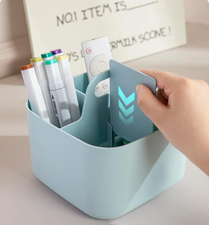 Image of Stackable Portable Handheld Organiser, Multi-Purpose Desktop Divider Organiser Basket for Crafts or School Supplies Desk, Office, Stationery Pencil Holder, Dorm Room(Blue)