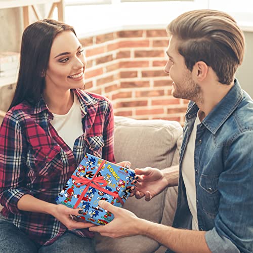 Bonamana Sonic Wrapping Paper 2 Roll 43 cm x 3 m Gift Wrapping Paper Durable Surprises Gift Wrap Pack for Kids Birthday, Party Storage Festive Decoration (Collection of Names) - Image 6