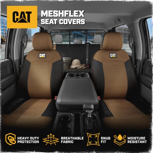Image of CAT MeshFlex Seat Covers Full Set for Full-Size Pickup Trucks Only - Beige | Front Bucket Seat Covers & 60 /40 Split Rear Bench Protector - Interior Accessories For F-150, Silverado, Ram, Sierra & Tundra