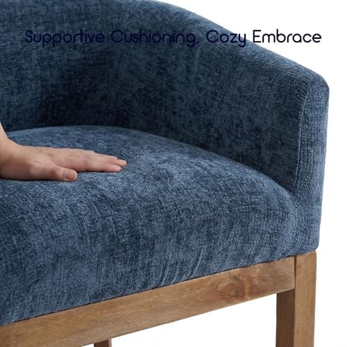 Sillón tapizado Azul con patas de madera miniatura 7