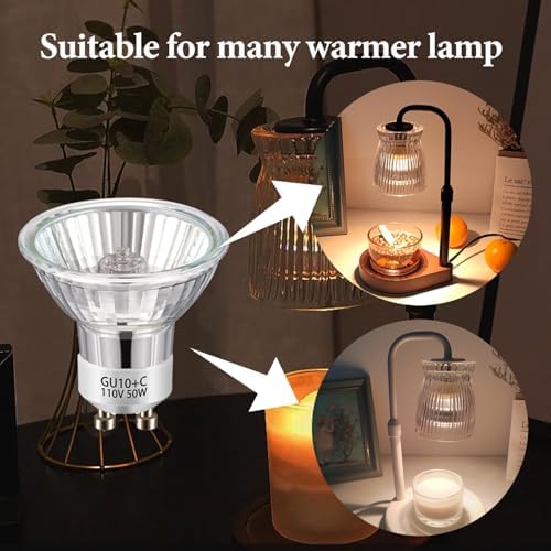 KIWEN GU10 Halogen Light Bulbs for Candle Warmer Lamp, 120V 50W, Dimmable 2700K Warm White, GU10+C Replacement Bulbs, Pack of 2 - 4
