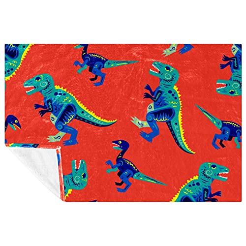 Couverture chaude lit canapé camping plage imprimé dinosaure rouge