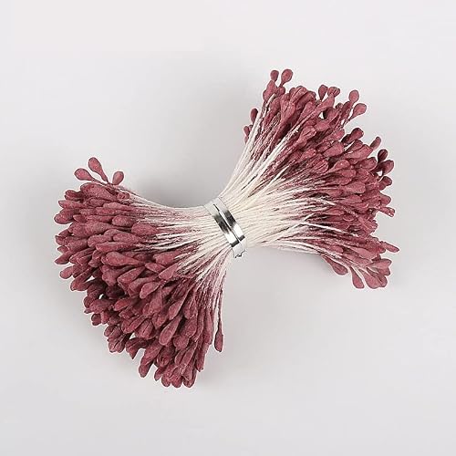 HZLXF1 330 pièces 3mm Mat Double têtes Fleur étamine Pistil gâteau décoration Artisanat Bricolage (Color : Color 9 Rust Red)