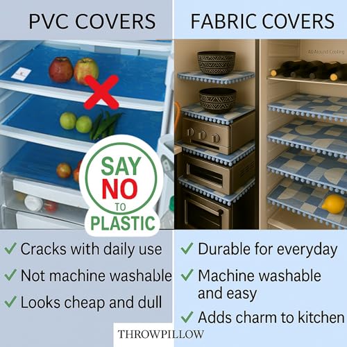 Image of Side-by-Side Door Fridge Shelf Liners Set: Mats for Refrigerator and Freezer Sections - Machine Washable Liners for Glass Shelves, Drawers, and Trays-Refrigerator Accessories, 22Pc(Blue Geometric)