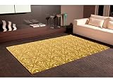 Alfombra Damasco Oro en Estilo Victoriano Multicolor Multicolor PVC | 95 cm x 200 cm | Moqueta PVC | Suelo vinilico | Decoración del Hogar