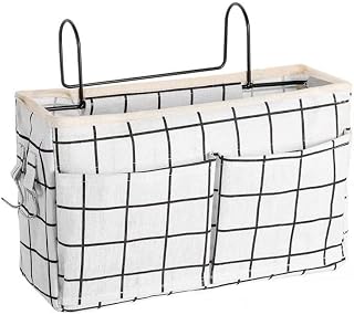 Hang Bedside, Storage Bag, White Plaid