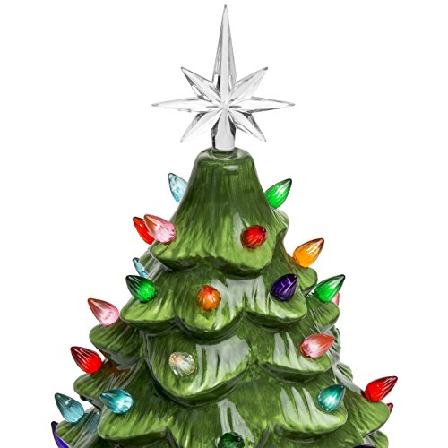 Best Choice Products 15In Pre-Lit Hand-Painted Ceramic Tabletop Christmas Tree Holiday Decoration W/ 64 Multicolored Lights - Green #TOP4