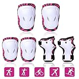 GIEMIT Knieschoner Kinder Rosa Ellenbogenschützer Protektoren Knieschutz Sport Schoner Inliner