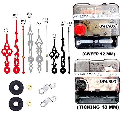 Image of a Product of SONAM Quartz Combo of Sweep & Ticking Silent Movement Machine for Wall Clock Hand (2 Sets DIY) (Made in India 100%) (1 Maroon,Silver,Black)