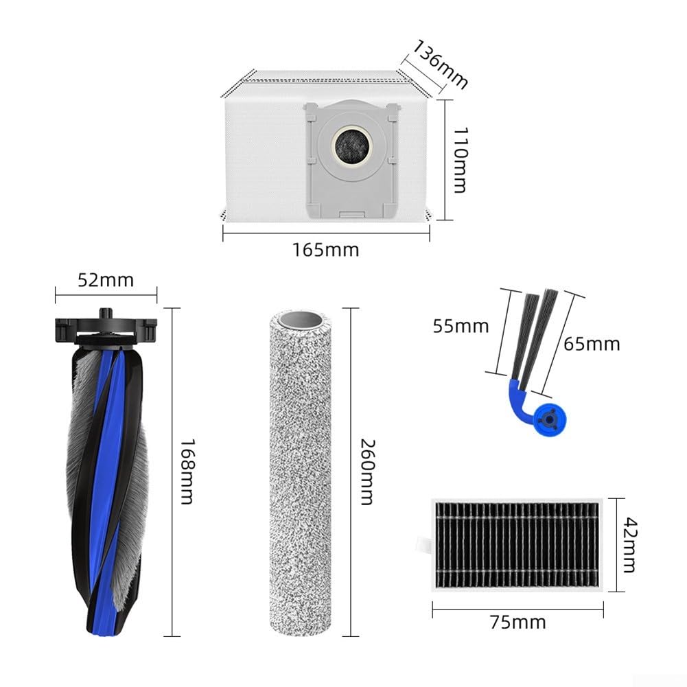 Części zamienne do odkurzacza Ecovacs do DEEBOT T90 Pro do OMNI, główna szczotka rolkowa do mopa, szczotki boczne, filtry HEPA, worki na kurz (B)