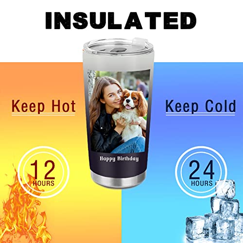 Yescustom Personalized Tumbler With Photo Text, Gradient Pictures Stainless Steel Insulated Tumblers Coffee Travel Mug, Custom Gifts For Anniversary Surprise Birthday For Dad, Mom, Friend-20 Oz #TOP4
