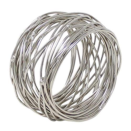 Worldexplorer Itos365 Handmade Round Mesh Silver Napkin Rings Holder For Dinning Table Parties Everyday, Set Of 12 #TOP1