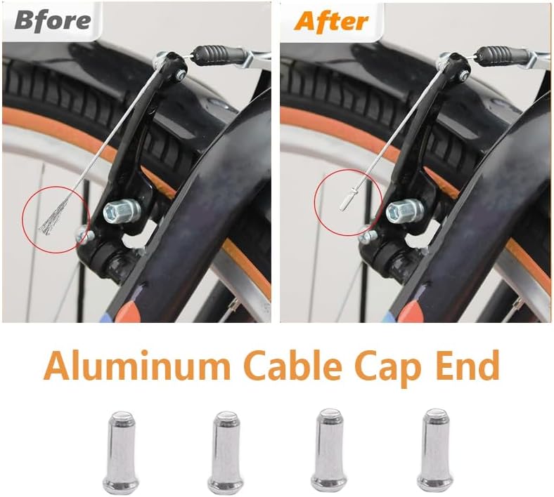 Miniatura 6 de Kit universal de cable de freno de bicicleta  Línea de freno, 2 fideos de freno en V, 2 mangueras y tapas  Compatible con MTB y bicicletas de