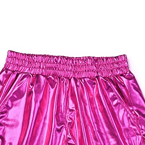 Image of Perfashion Women's Metallic Shiny Shorts Sparkly Hot Yoga Outfit