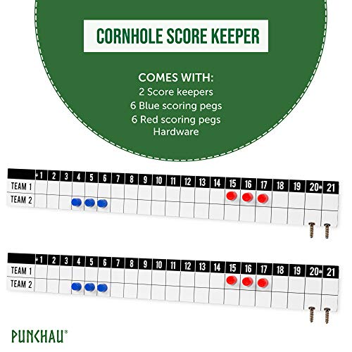Punchau Cornhole Scoreboard, 2 Pack - Metal Decals With 4 Magnetic Score Keepers For Corn Hole Boards #TOP1