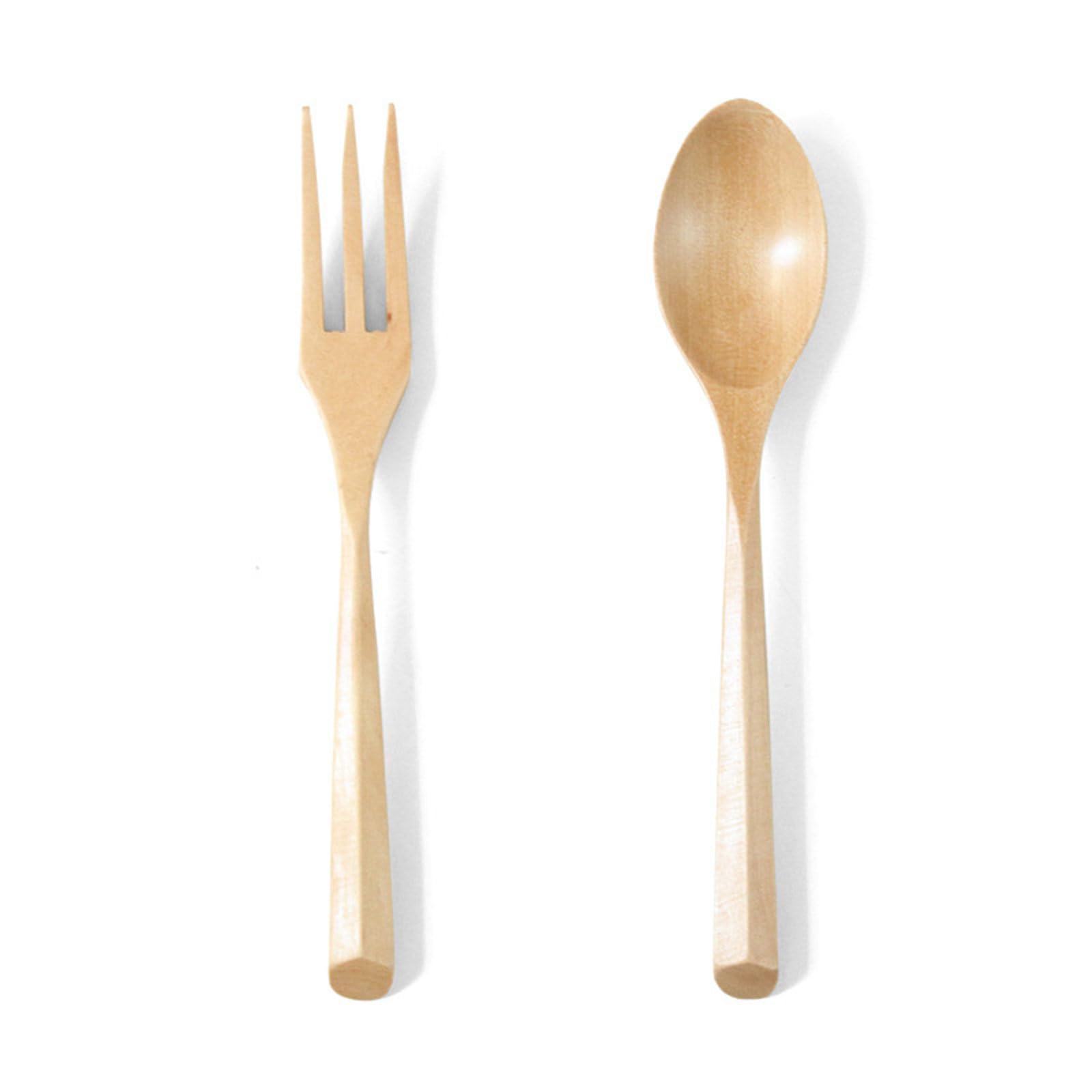 Buxuaaaa 2Pcs Beechwood Spoon & Fork Set, Lightweight Cutlery for Camping, Picnics and Daily Meals Ergonomic Wooden Cutlery Set