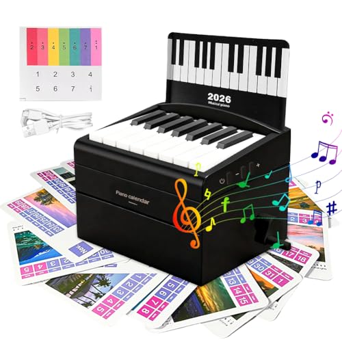 Sänger Taylor Kalender 2026, Spielbarer Klavierkalender mit 26 Musikkalenderkarten,52 Liedern, 2026 Tischkalender Mini Klavier 3D Kalender Weihnachten Geburtstagsgeschenk für Swift Fans (Schwarz)