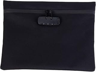 [ZESCK] 鍵付き ポーチ 鍵付き財布 貴重品ボックス 24.5×16.5cm 防火・防水仕様 ダイヤルロック式 貴重品収納ケース 通帳 パスポートなどの保管に最適 (ブラック）