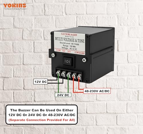 Image of YOKINS Electronic AC /DC Multi-Tone,Multi-Voltage Buzzer Hooter 72x72mm | Electronic Buzzer with LED Indicator, Panel Mountable, Black and White