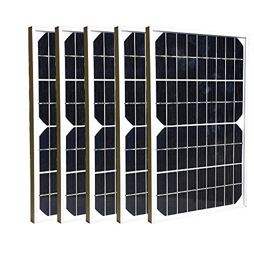 Topsolar Lot de 5 panneaux solaires 10 W 12 V monocristallins hors réseau pour maisons, camping-cars, bateaux, chargeur de batterie 12 V Cover