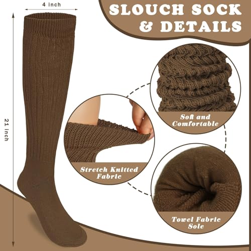 Justay 4 Pairs Slouchy Socks for Women, Scrunch Boot Long Knee High Knit Tube Athletic Slouch Socks for Woman2