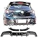 IKON MOTORSPORTS, Rear Diffuser & Aprons Compatible with 2019-2022 Toyota Corolla Hatchback, TS Style Painted Attitude Black Metallic (Color Code #218) ABS Plastic Rear Bumper Lip