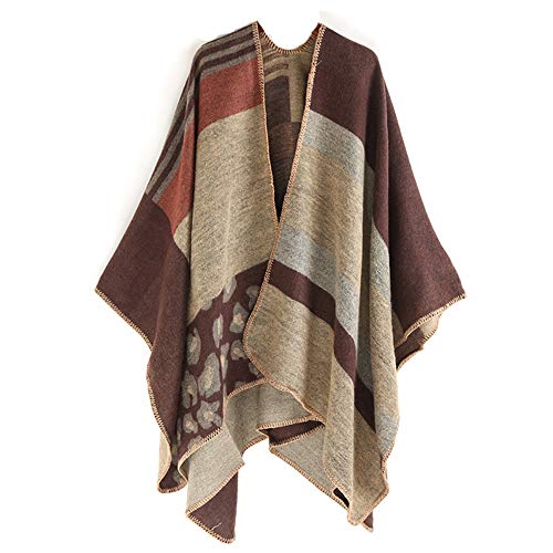 MeiPing Poncho Châle Vintage Femme - Foulard Écharpe Chaud manteau pour automne Cover