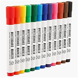 Magnetic Innovations Pack of 12 Multi Coloured Dry Wipe Whiteboard Marker Pens (Bullet Point)