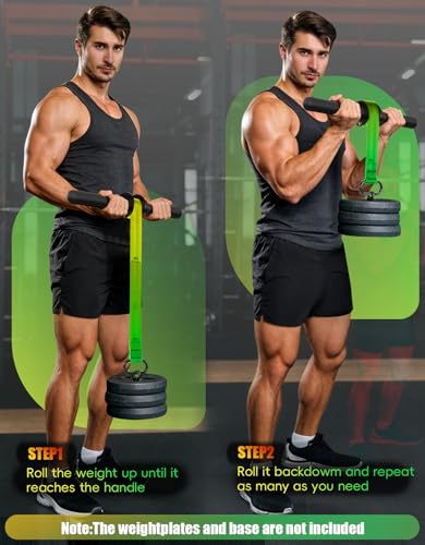 Forearm Strengthener and Wrist Roller,Durable Nylon Strap Forearm Trainer with Quick Locking Gradient Color Mechanism,Ideal for Wrist and Forearm Training (Green)